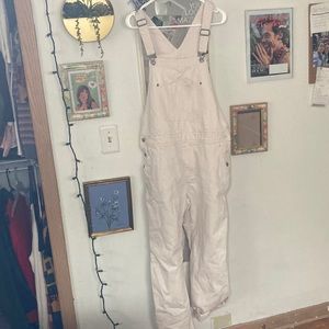 White denim overalls